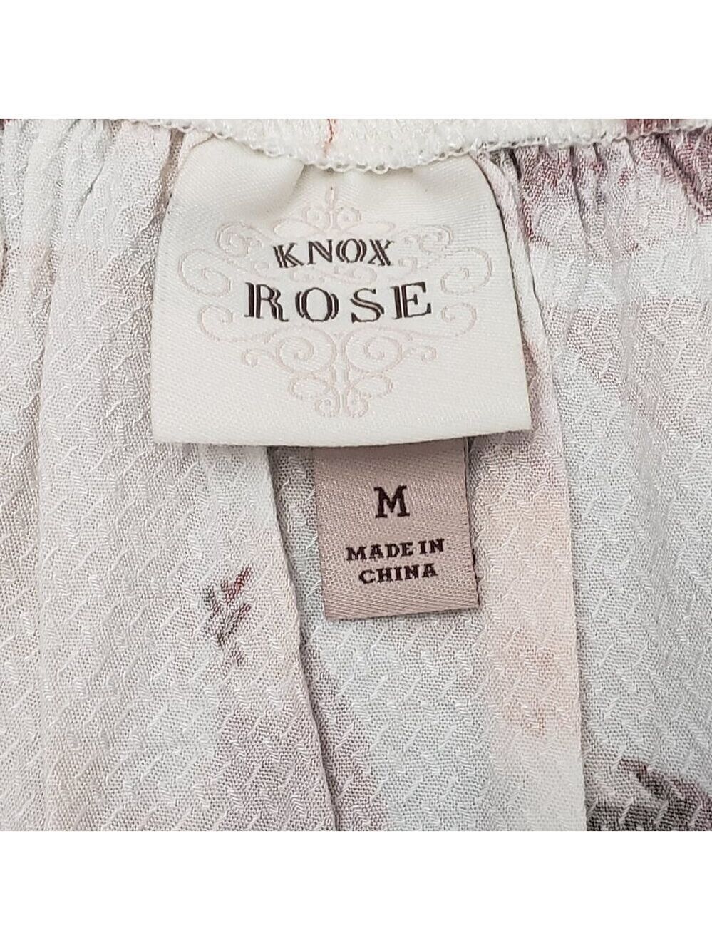 Knox Rose Womens Off-Shoulder Floral Beige Pink Short Sleeve Blouse Medium - Picture 4 of 4